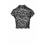 Топ Noir Handmade F303 Essence, M, black, мереживний, короткий рукав, комір-стійка
