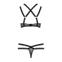 Комплект білизни Passion Exclusive HAGAR SET S/M, black, стрепи, трусики та ліф