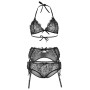 Мереживний комплект зі стразами Leg Avenue Bright Lights Rhinestone S (трусики, бра, пояс для панчіх