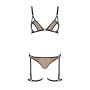 Еротичний комплект спідньої білизни Passion GABI SET XXL/XXXL beige, трусики з гартерами