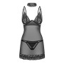 Сорочка Obsessive Donarella chemise & thong, M/L, мереживний ліф, чокер та стрінги в комплекті
